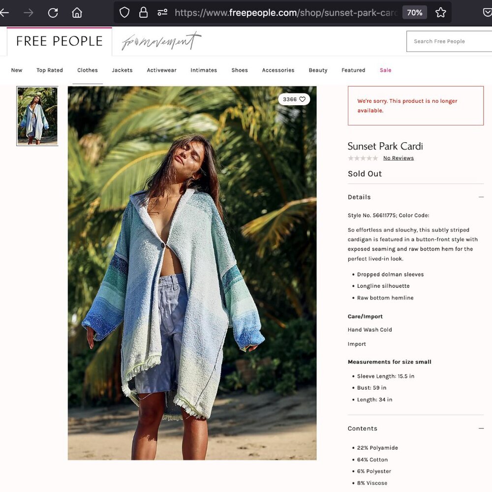 Free People Sunset Park Cardi Size S - Picture 12 of 13
